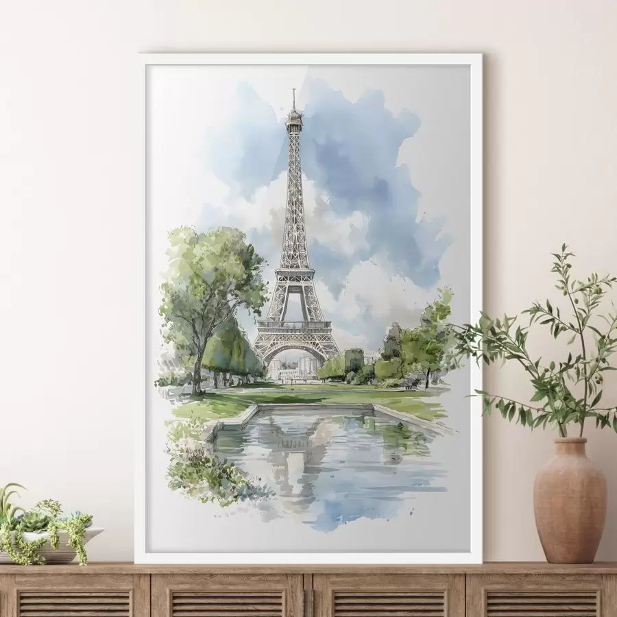 Fototapete Der Eiffelturm im Aquarellstil f49424