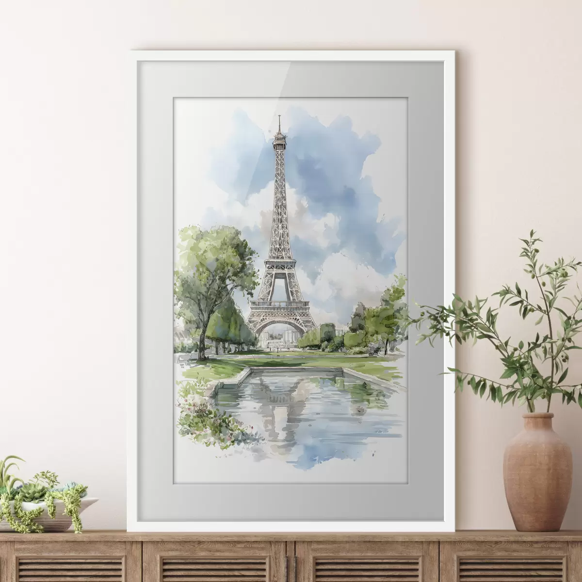 Poster Der Eiffelturm im Aquarellstil f49424