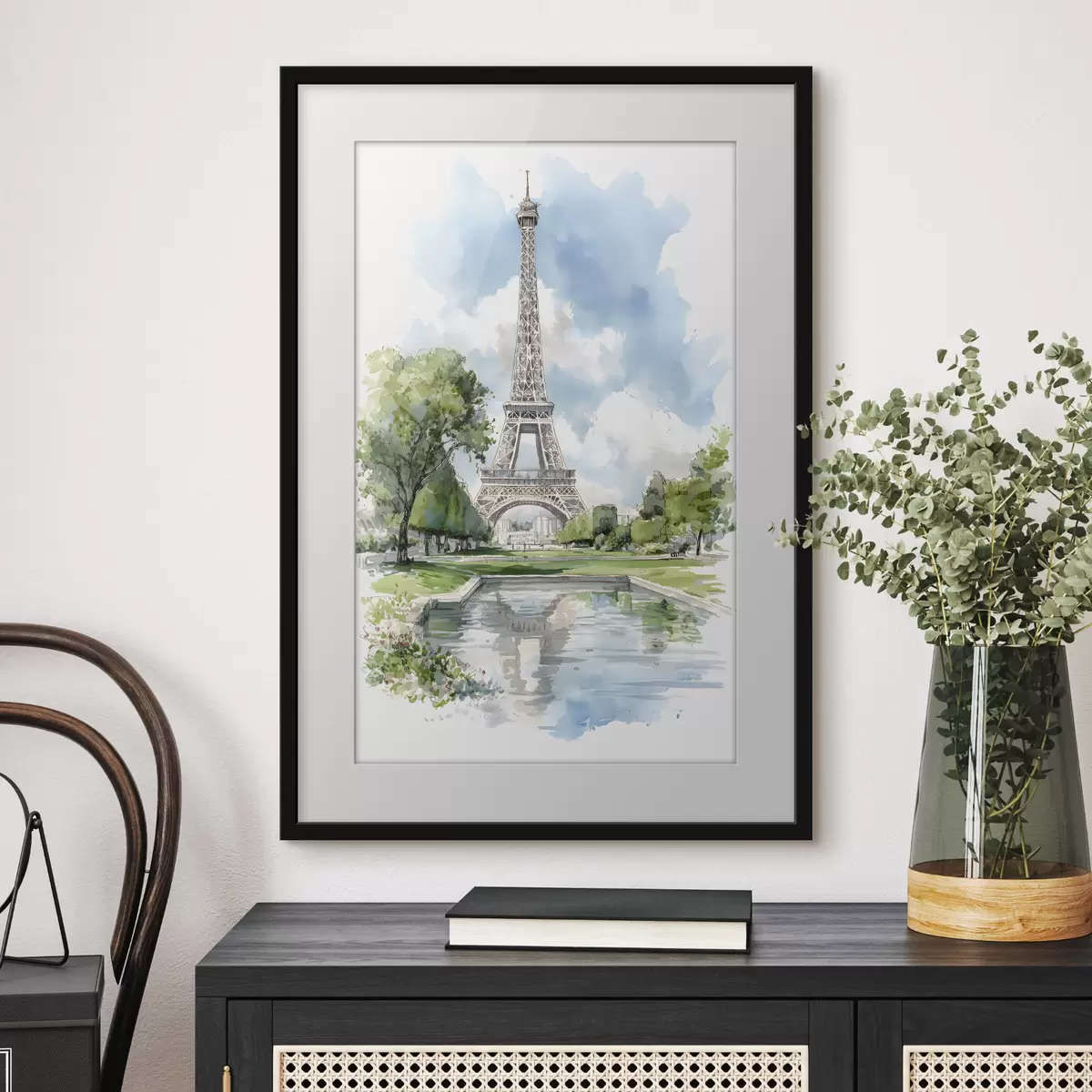 Poster Der Eiffelturm im Aquarellstil f49424
