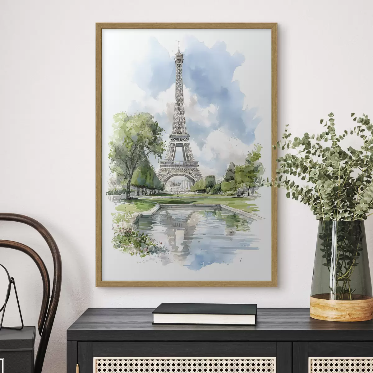 Poster Der Eiffelturm im Aquarellstil f49424