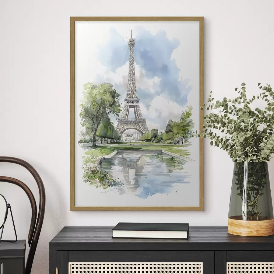Fototapete Der Eiffelturm im Aquarellstil f49424