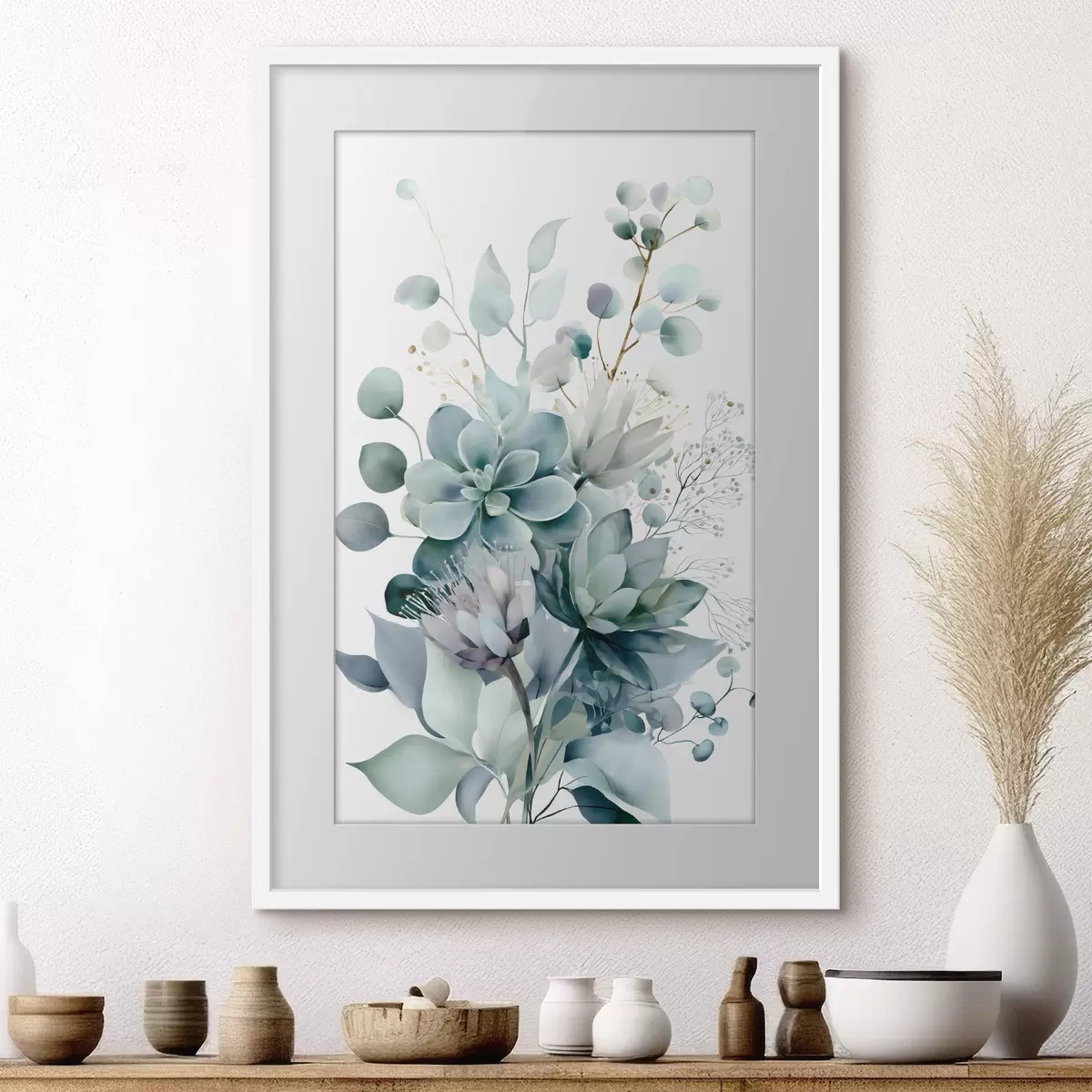 Poster Sukkulenten und Pflanzen im Aquarellstil f49426