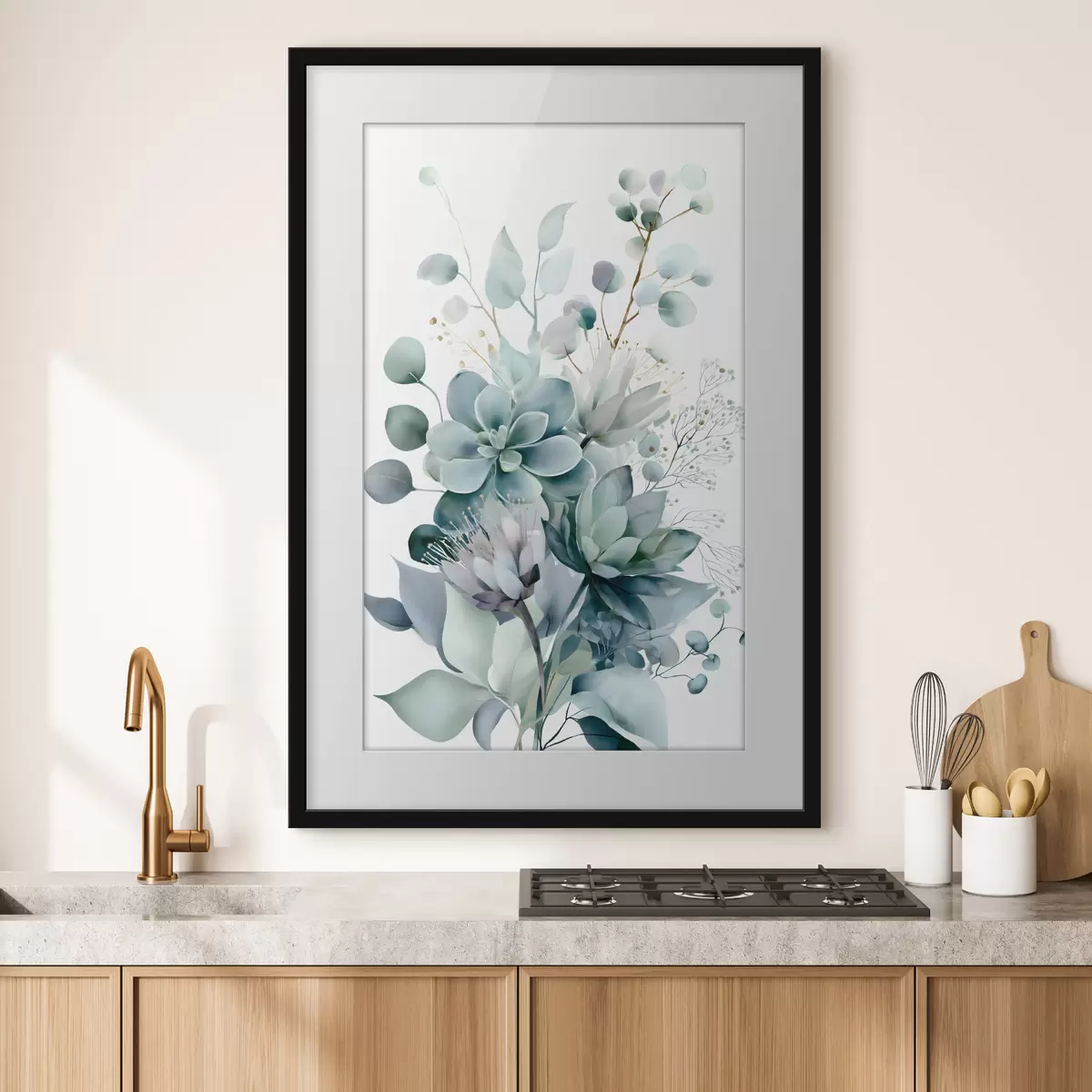 Poster Sukkulenten und Pflanzen im Aquarellstil f49426