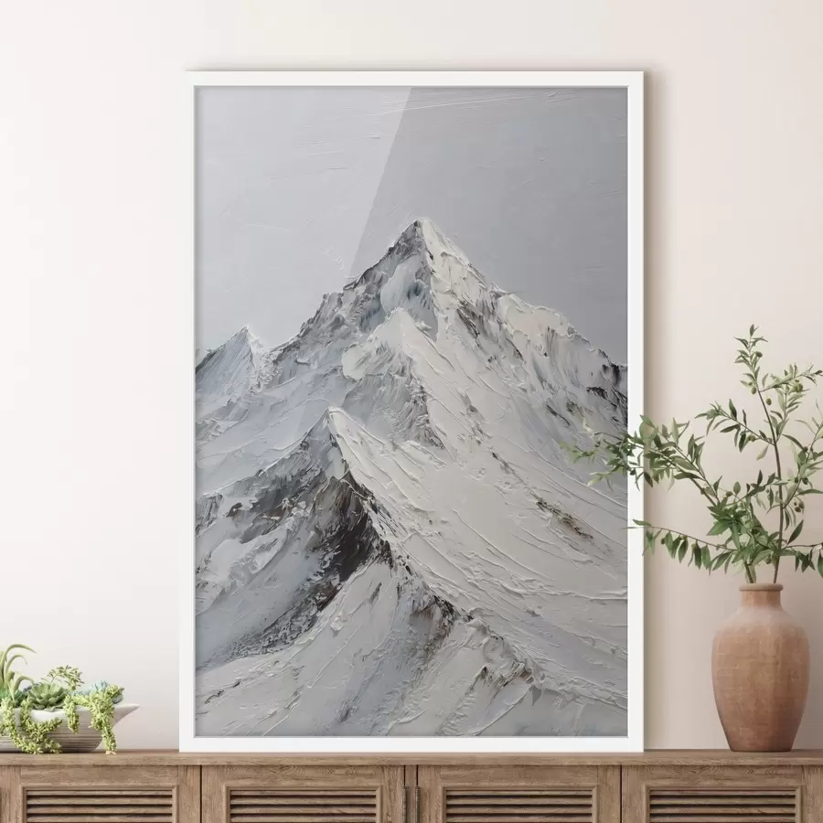 Fototapete Schneebedeckte Berge im Impasto-Stil f49460