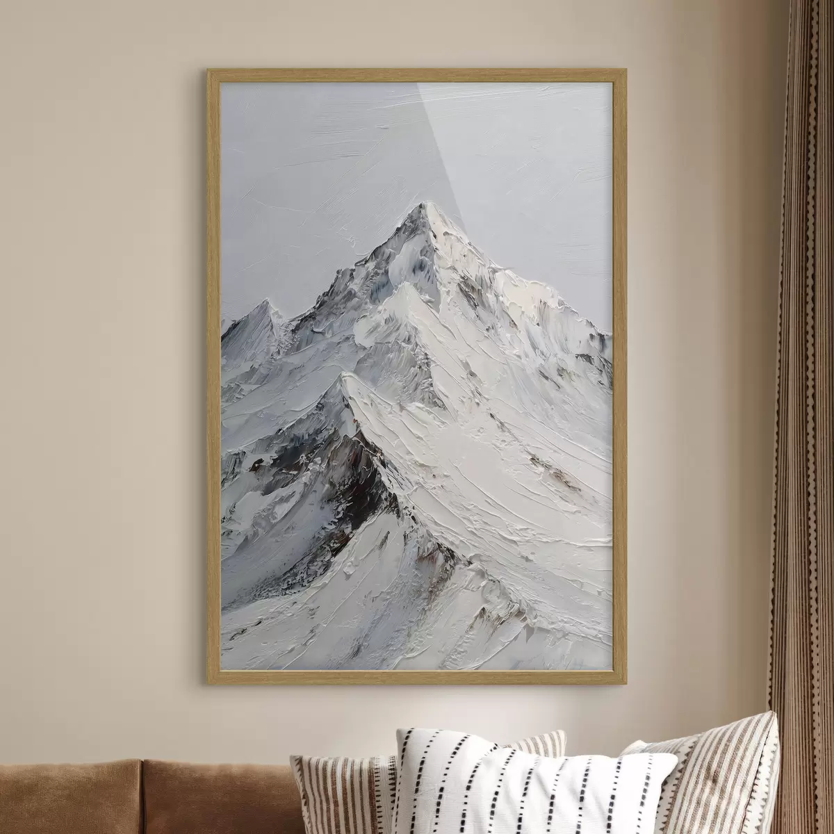 Poster Schneebedeckte Berge im Impasto-Stil f49460