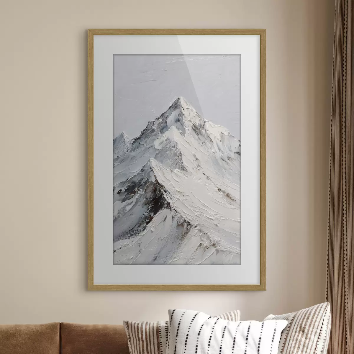 Poster Schneebedeckte Berge im Impasto-Stil f49460