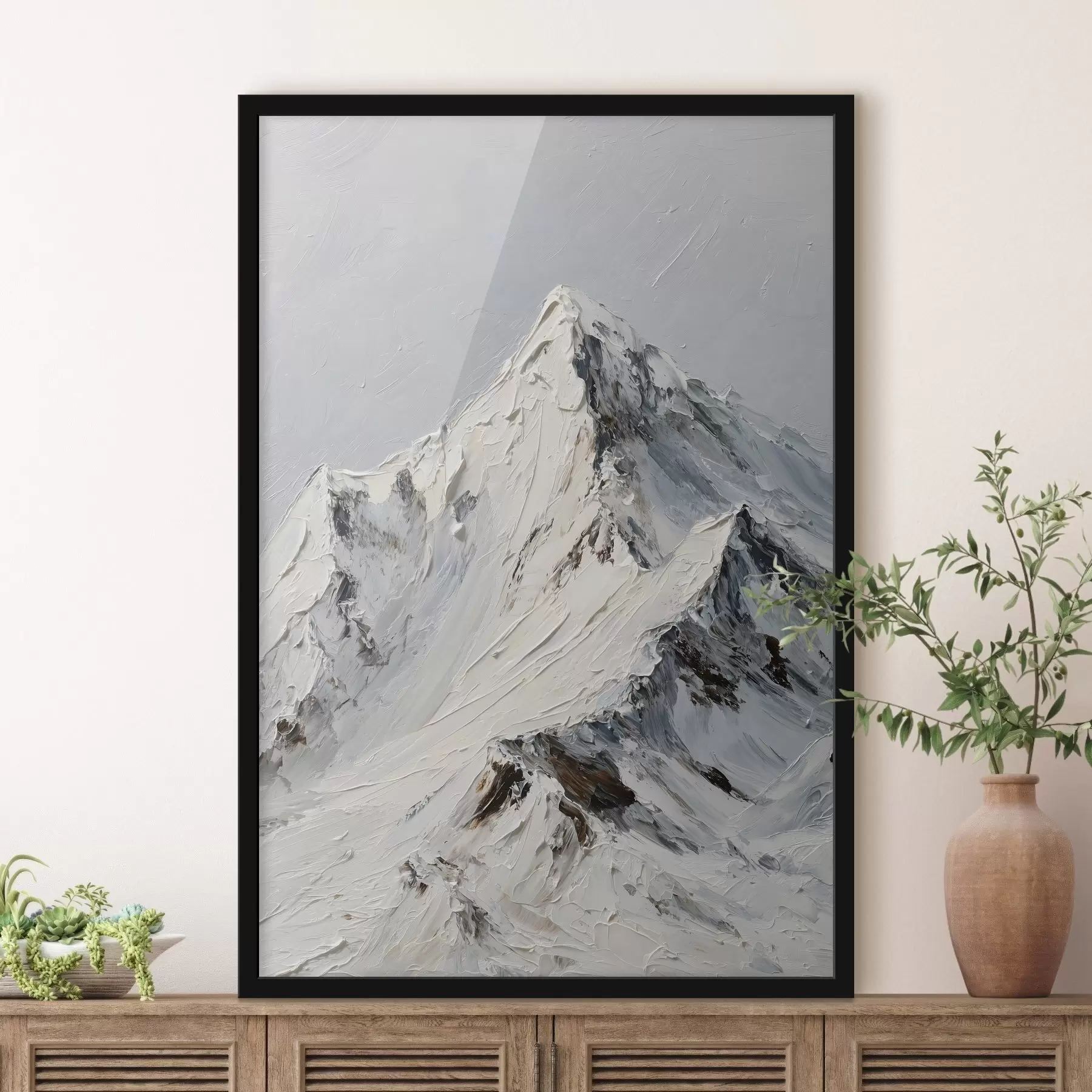 Fototapete Schneebedeckte Berge im Impasto-Stil f49461