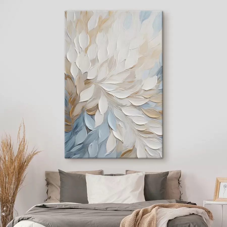 Fototapete Abstrakte, strukturierte Malerei mit Pinselstrichen in Weiß, Blau und Beige s49464