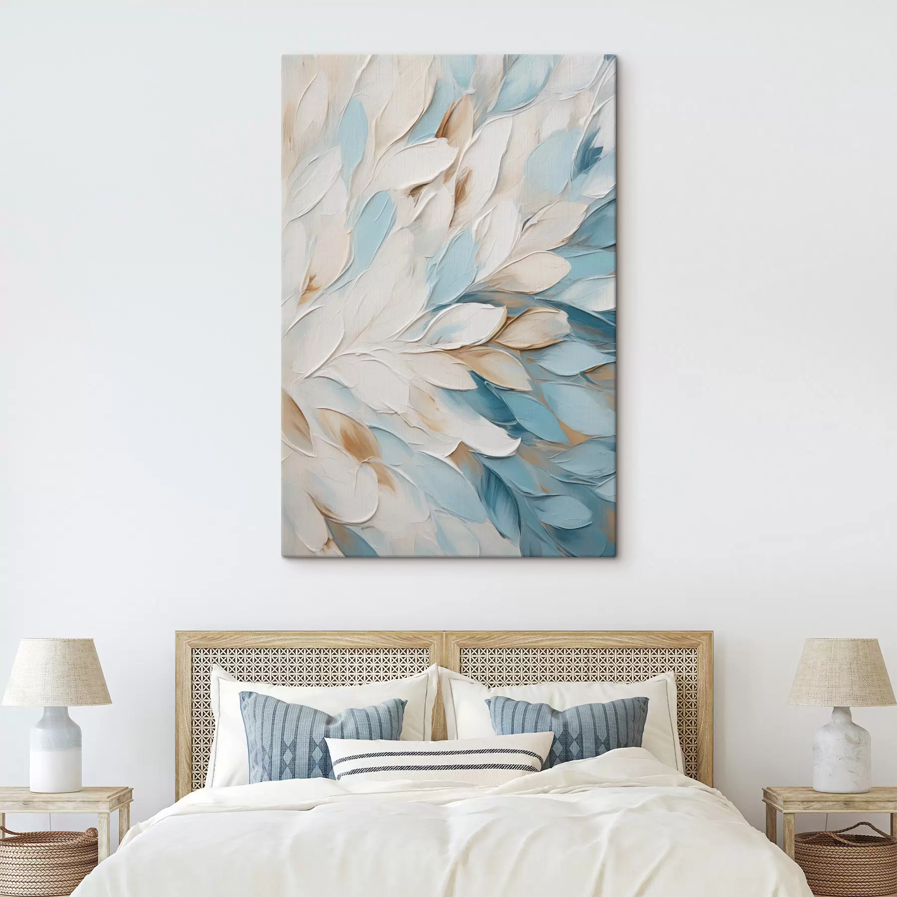 Fototapete Abstrakte, strukturierte Malerei mit Pinselstrichen in Weiß, Blau und Beige s49465