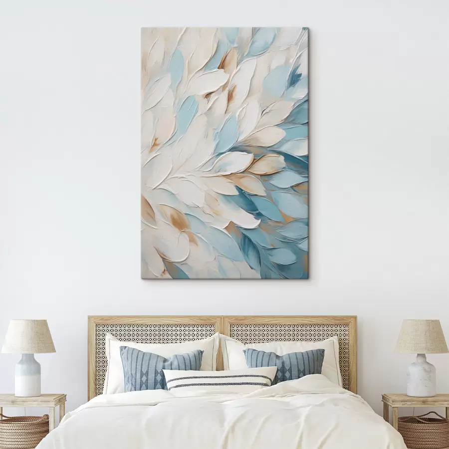 Fototapete Abstrakte, strukturierte Malerei mit Pinselstrichen in Weiß, Blau und Beige s49465