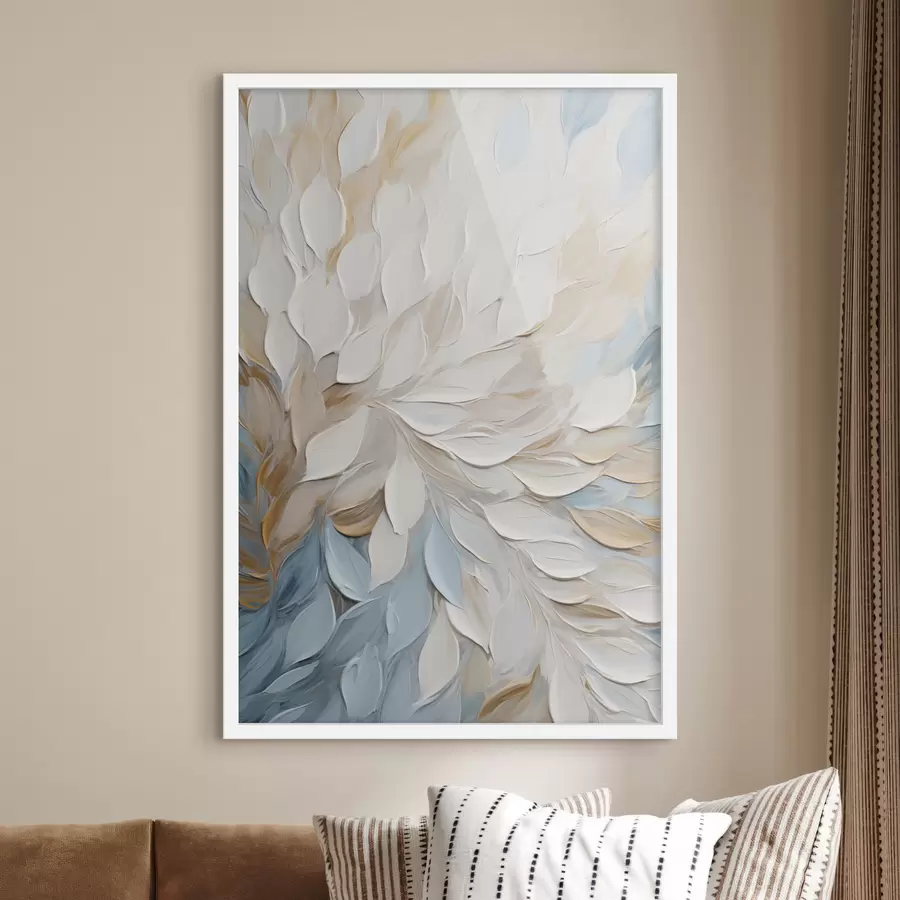 Fototapete Abstrakte, strukturierte Malerei mit Pinselstrichen in Weiß, Blau und Beige f49464
