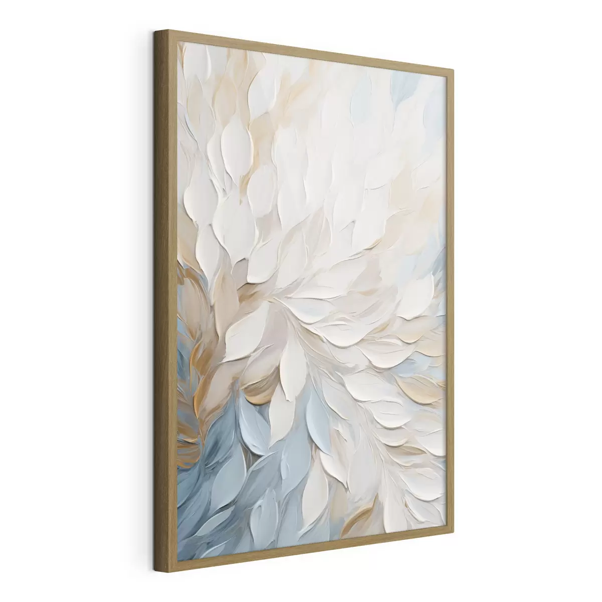 Poster Abstrakte, strukturierte Malerei mit Pinselstrichen in Weiß, Blau und Beige f49464