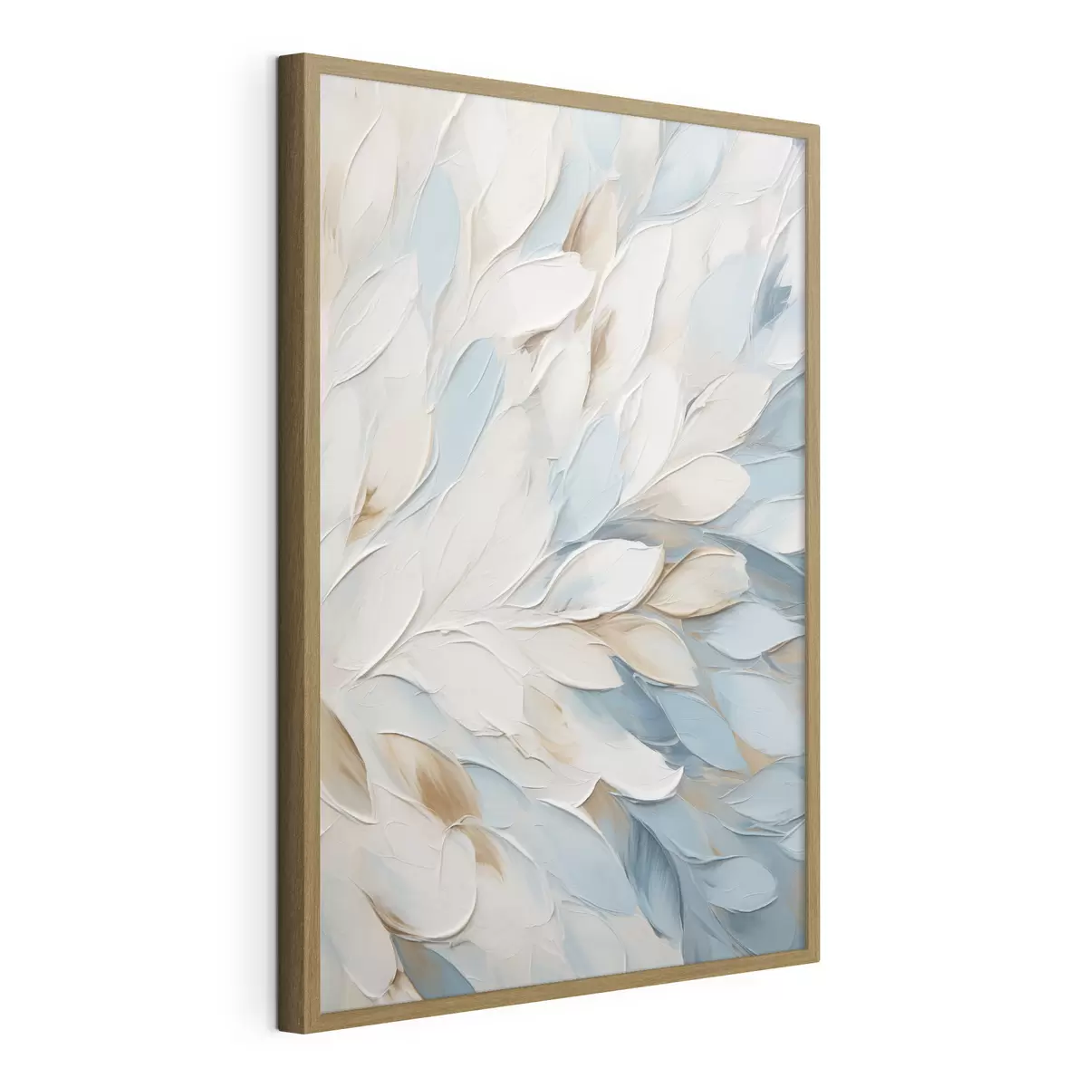 Poster Abstrakte, strukturierte Malerei mit Pinselstrichen in Weiß, Blau und Beige f49465