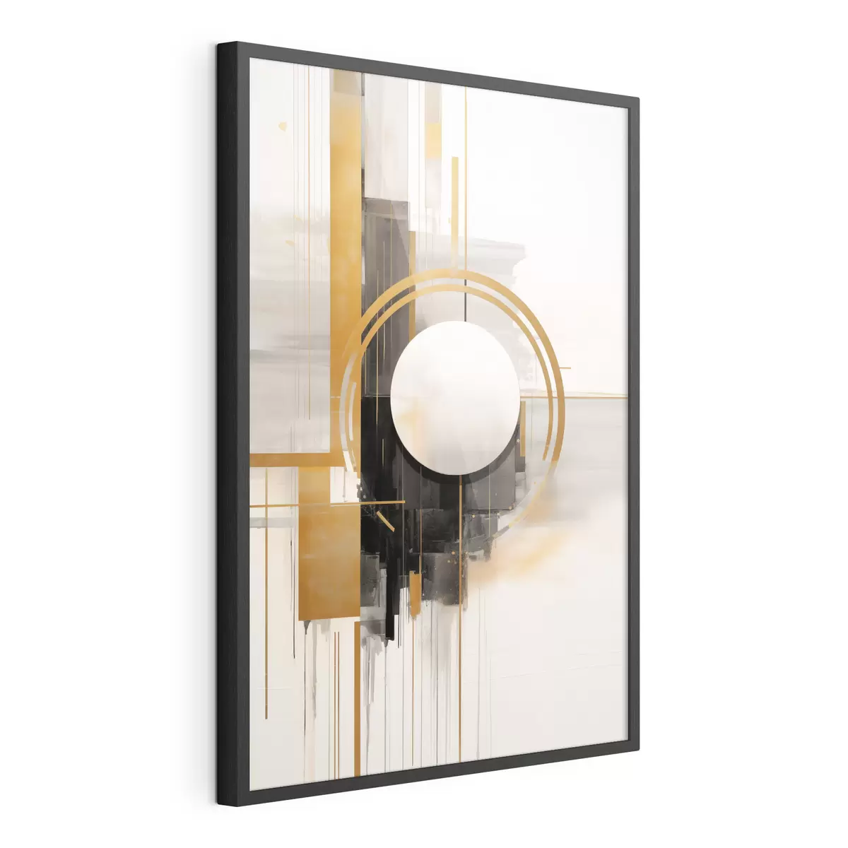 Poster Abstrakte geometrische Formen und Kreise mit gelben Akzenten, strukturierte Kunst f49480