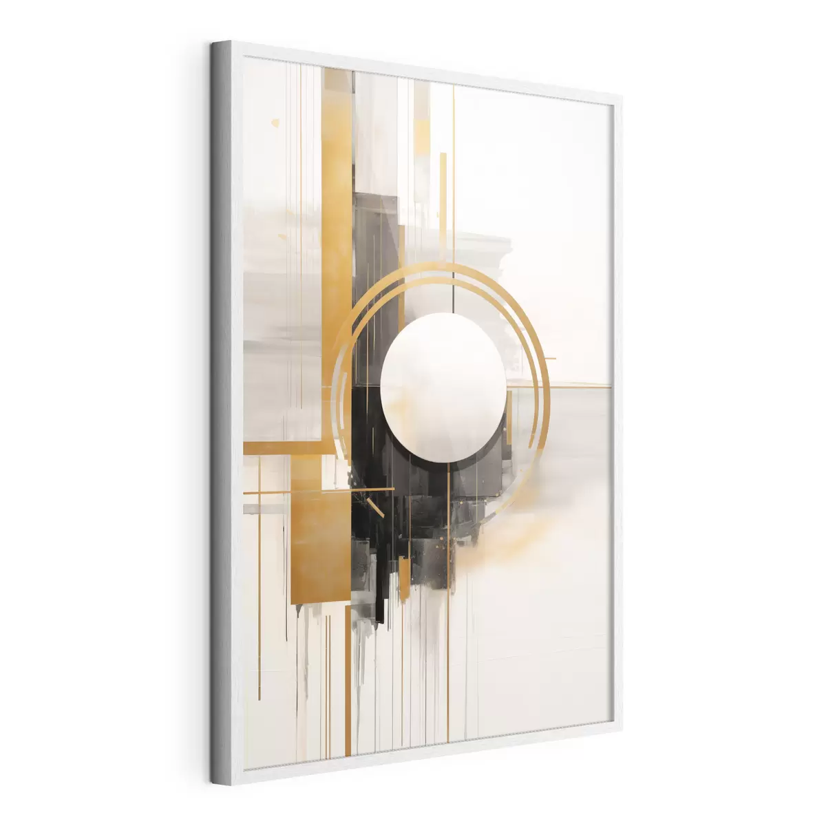 Poster Abstrakte geometrische Formen und Kreise mit gelben Akzenten, strukturierte Kunst f49480