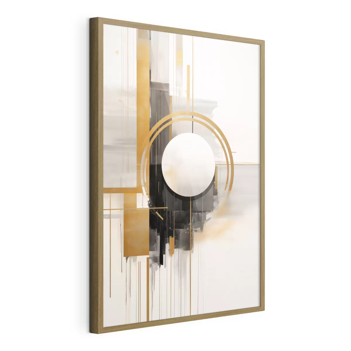 Poster Abstrakte geometrische Formen und Kreise mit gelben Akzenten, strukturierte Kunst f49480