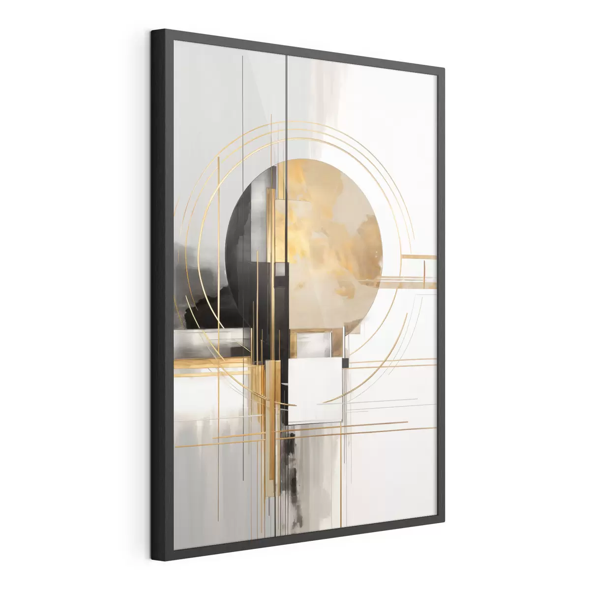 Poster Abstrakte geometrische Formen und Kreise mit gelben Akzenten, strukturierte Kunst f49481