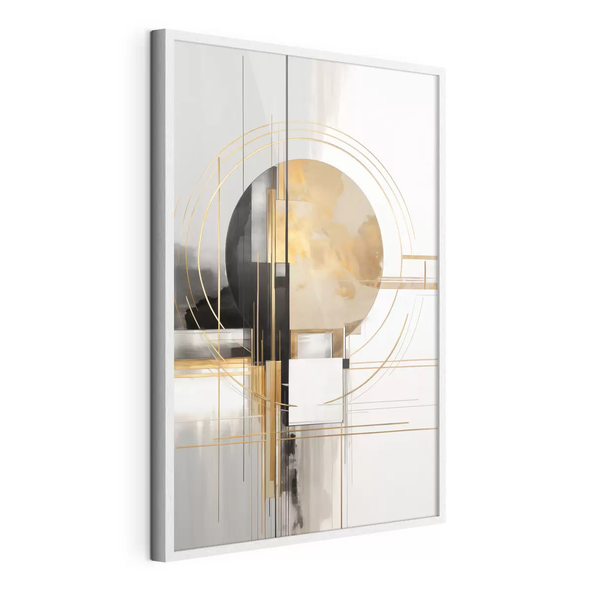 Poster Abstrakte geometrische Formen und Kreise mit gelben Akzenten, strukturierte Kunst f49481