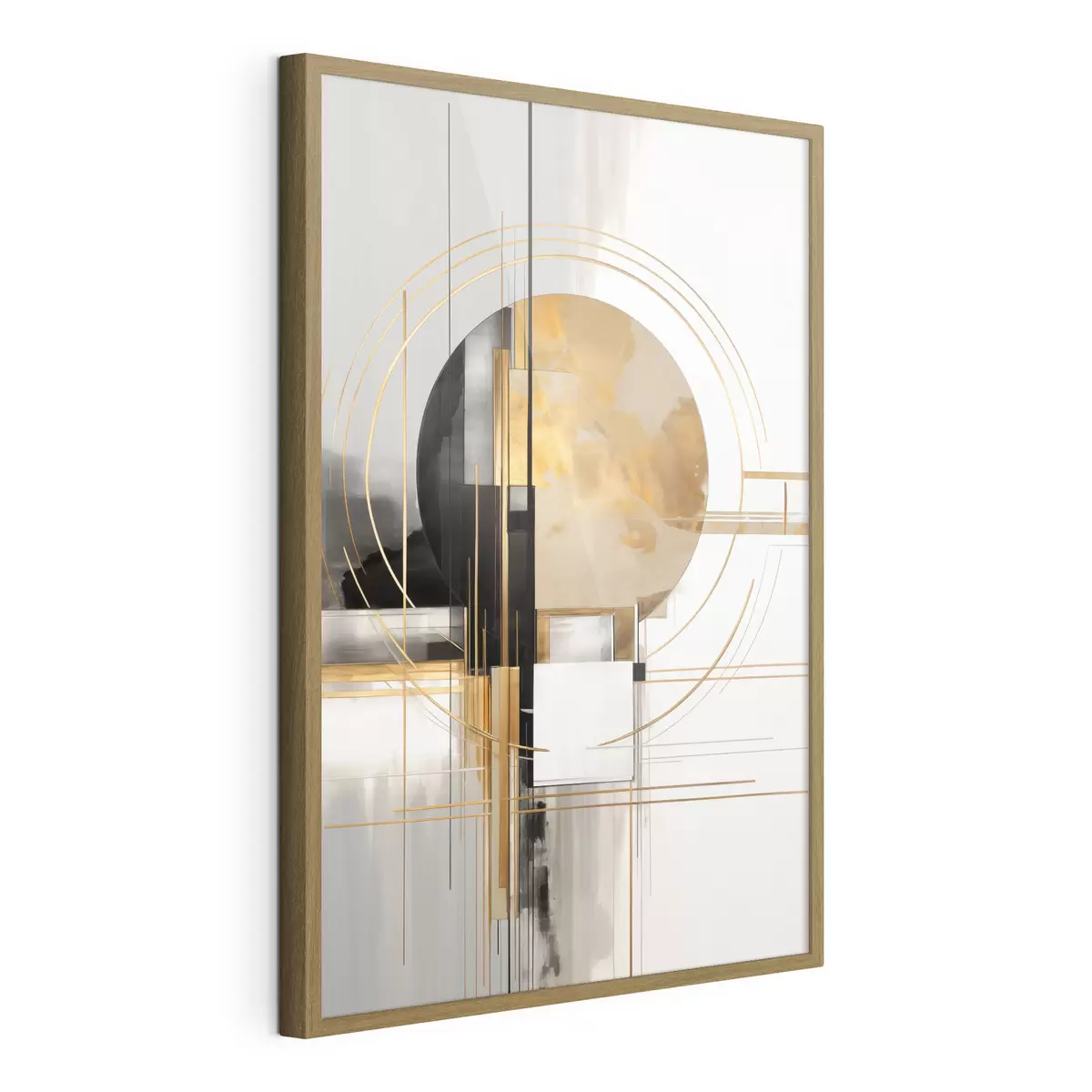 Poster Abstrakte geometrische Formen und Kreise mit gelben Akzenten, strukturierte Kunst f49481