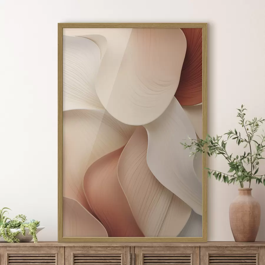Fototapete Abstrakte Formen mit weichen, fließenden Linien in Creme- und Beigetönen f49488
