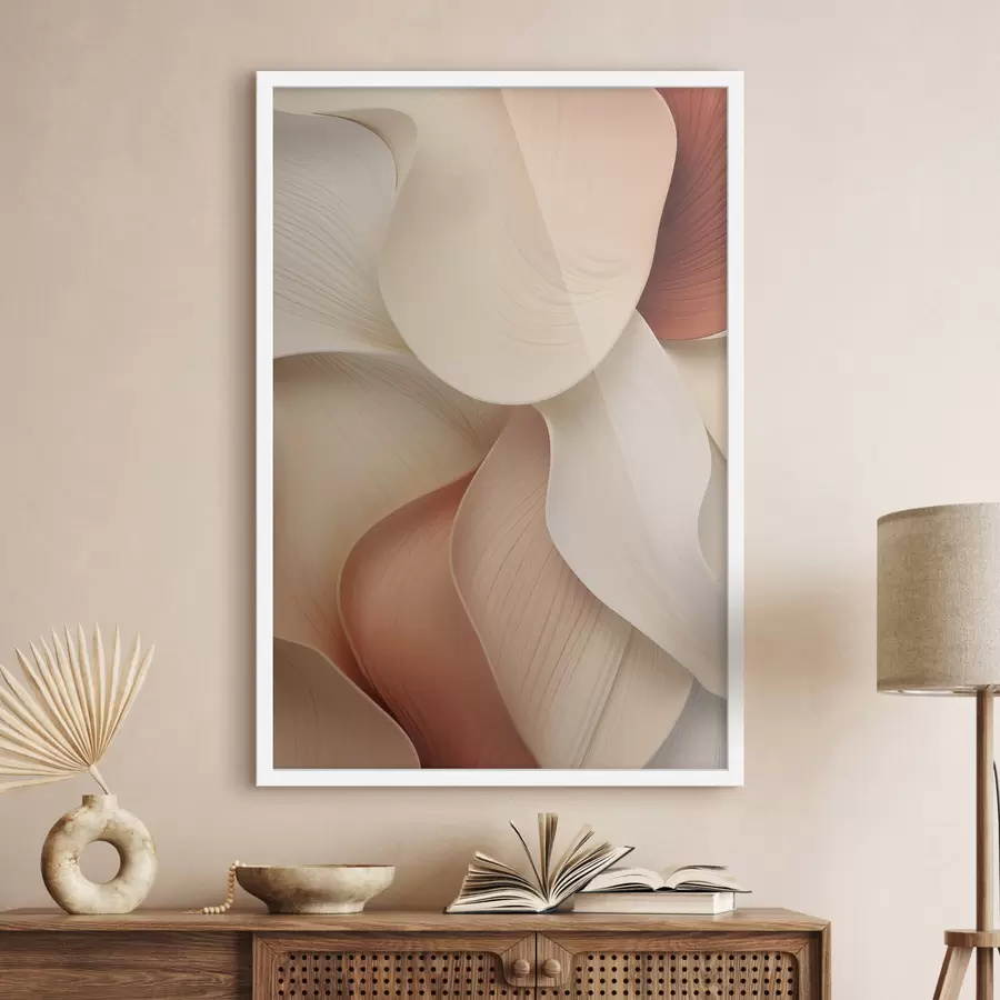 Fototapete Abstrakte Formen mit weichen, fließenden Linien in Creme- und Beigetönen f49488