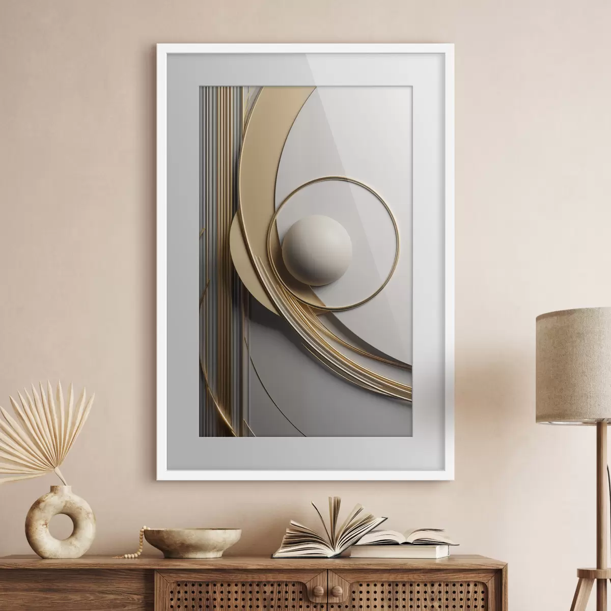 Poster Goldene Spirale und Perle f49498