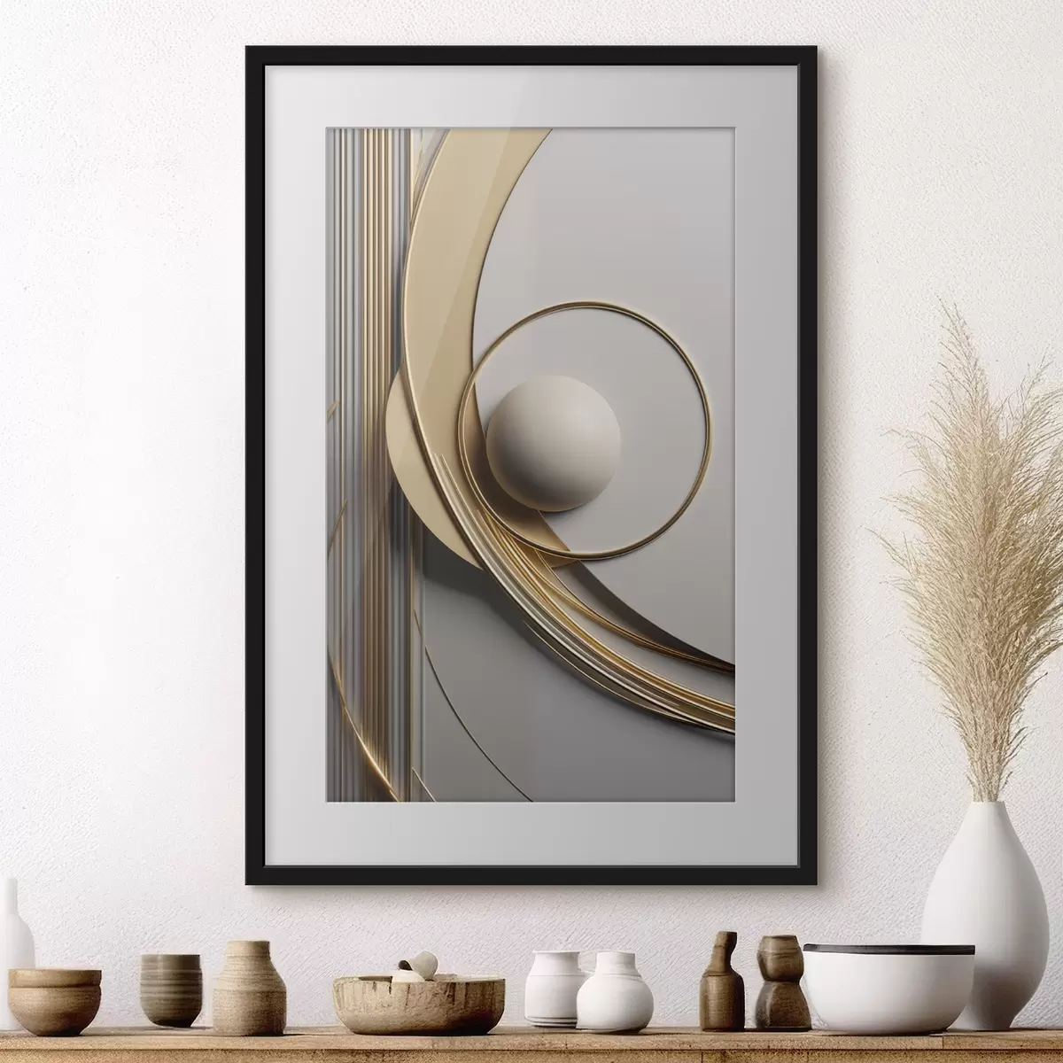 Poster Goldene Spirale und Perle f49498
