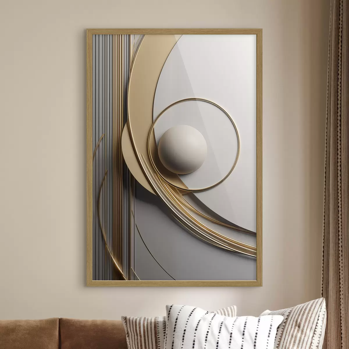 Poster Goldene Spirale und Perle f49498