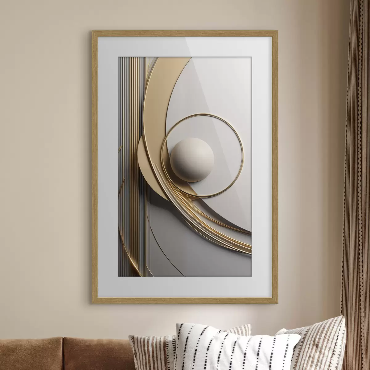 Poster Goldene Spirale und Perle f49498