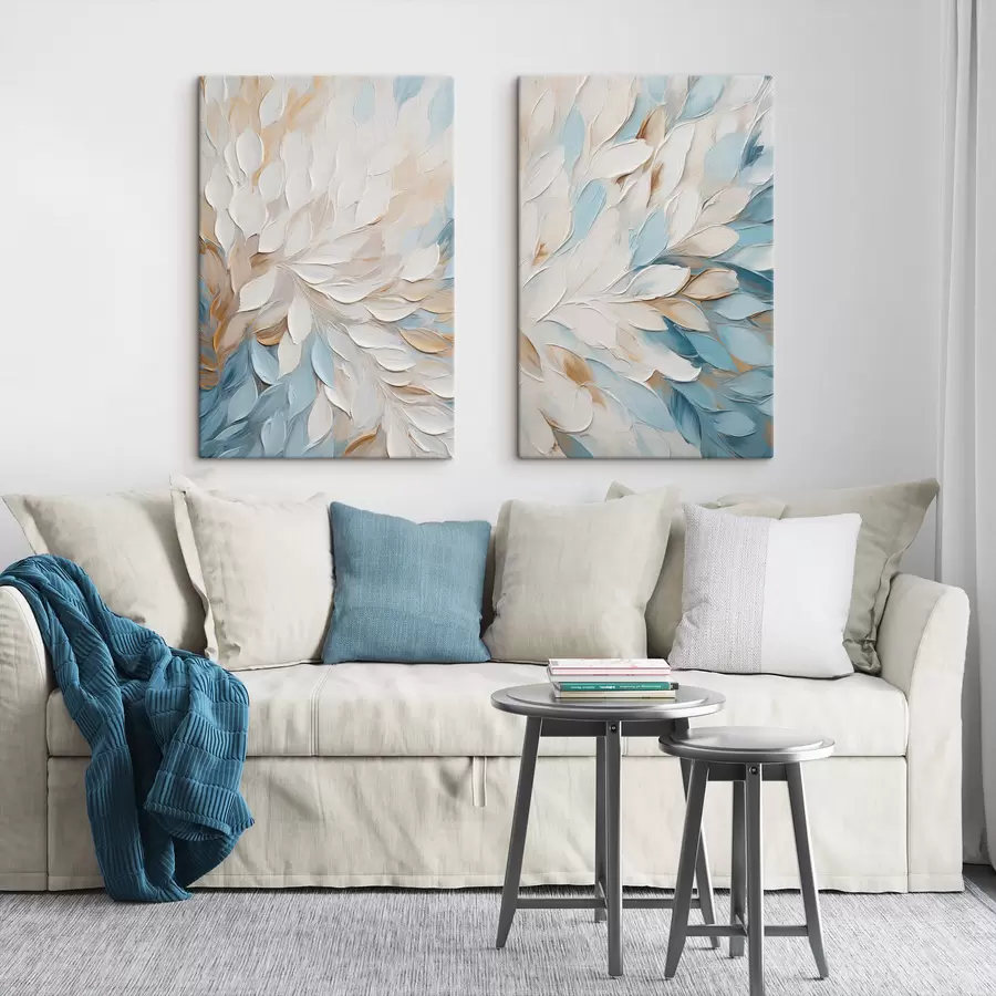 Fototapete Abstrakte, strukturierte Malerei mit Pinselstrichen in Weiß, Blau und Beige m30568