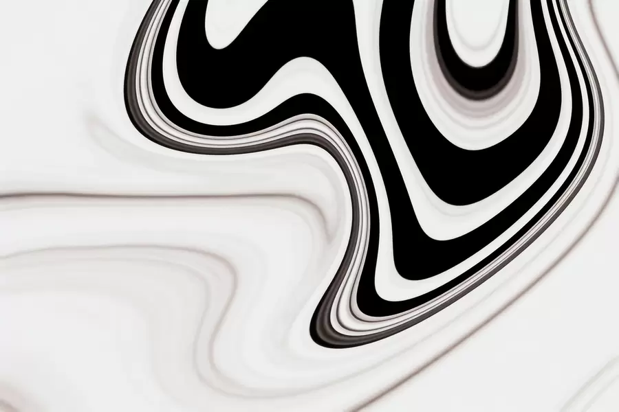 Fototapete Abstrakte Wandtapete mit fließenden schwarz-weißen Wellen im modernen, minimalistischen Stil w09877