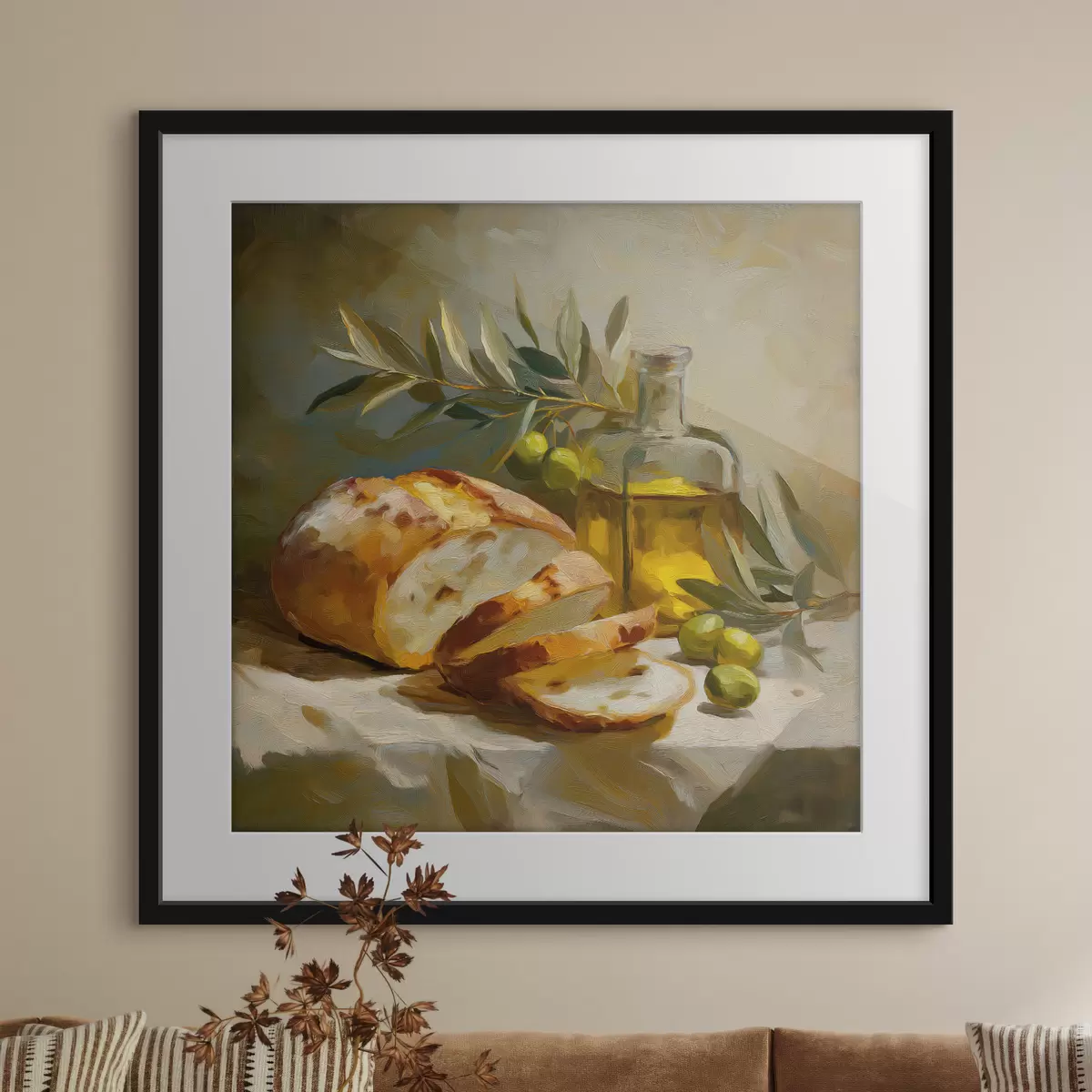 Poster Brot und Olivenöl f49529