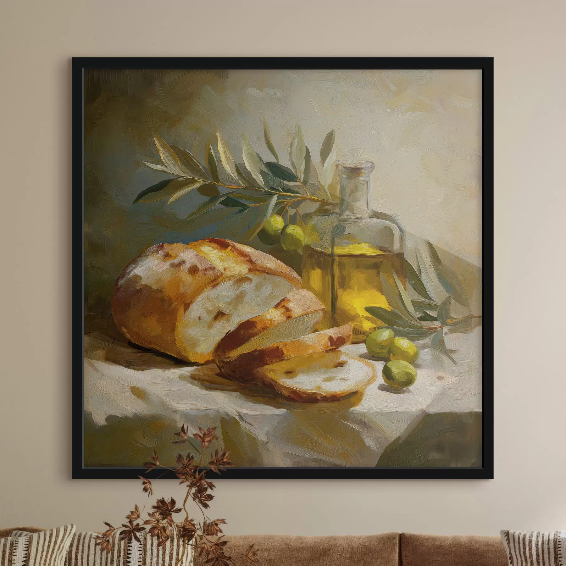 Fototapete Brot und Olivenöl f49529