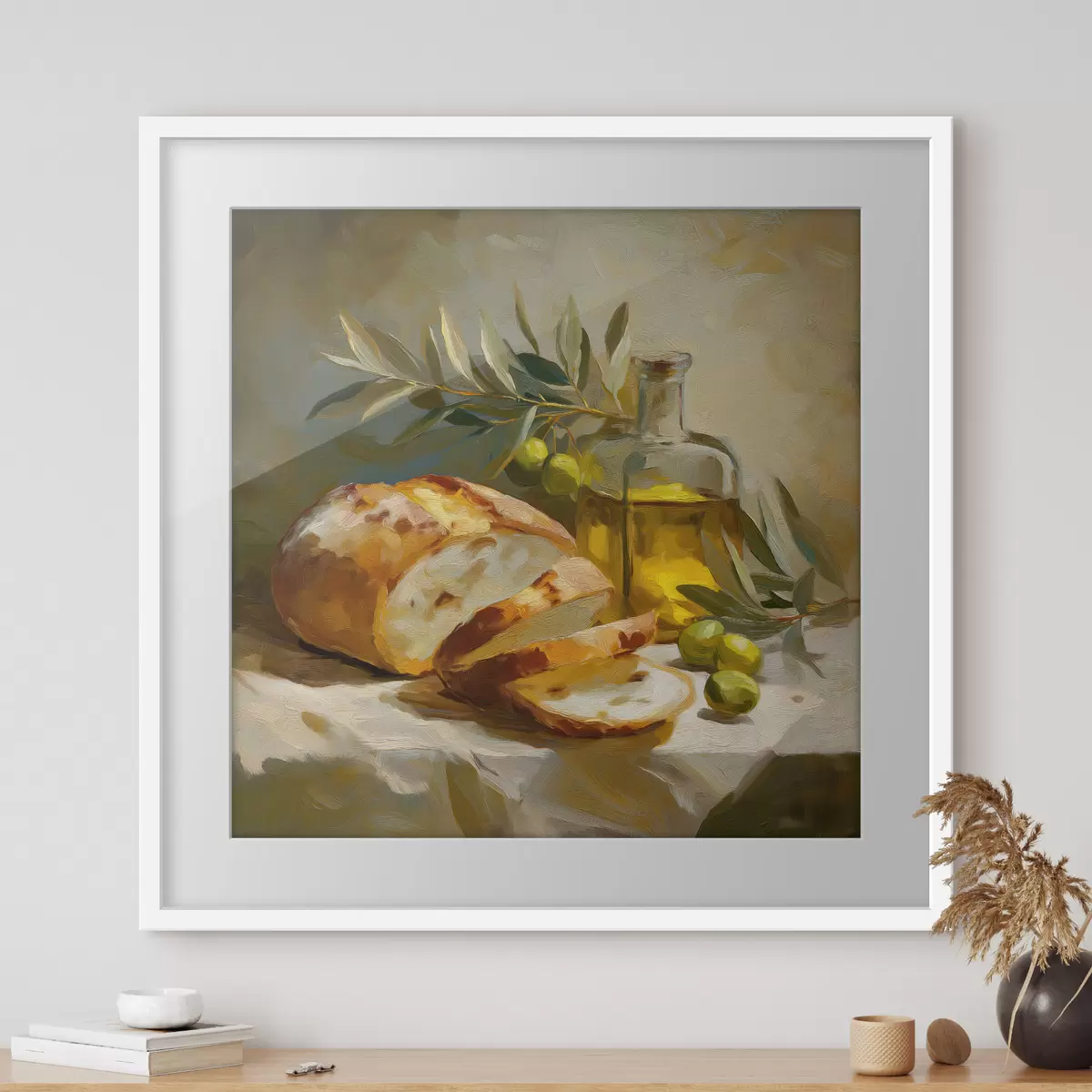 Poster Brot und Olivenöl f49529