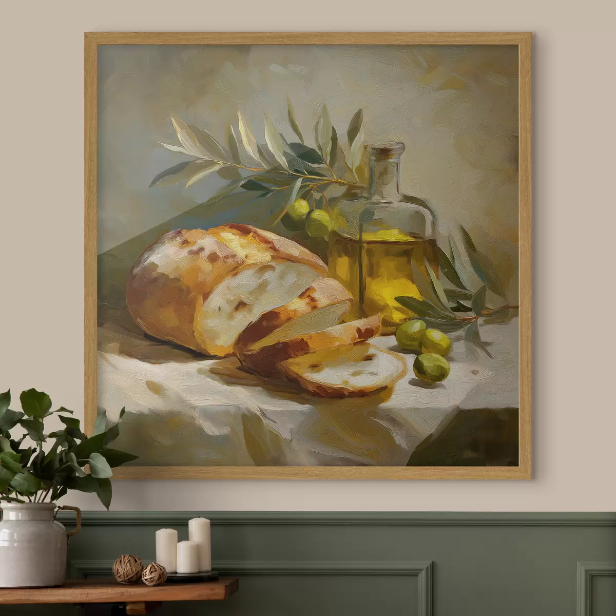 Poster Brot und Olivenöl f49529