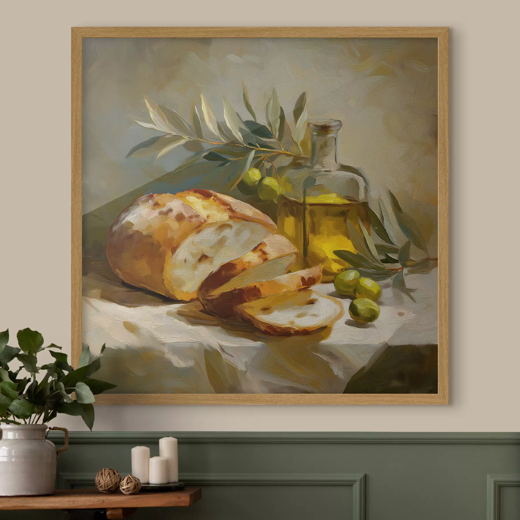 Fototapete Brot und Olivenöl f49529