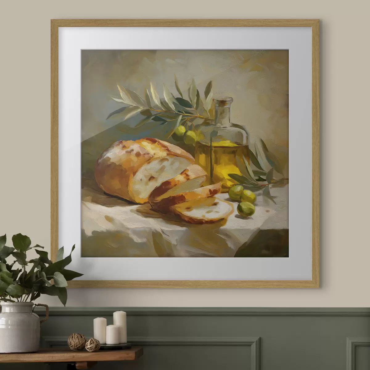 Poster Brot und Olivenöl f49529