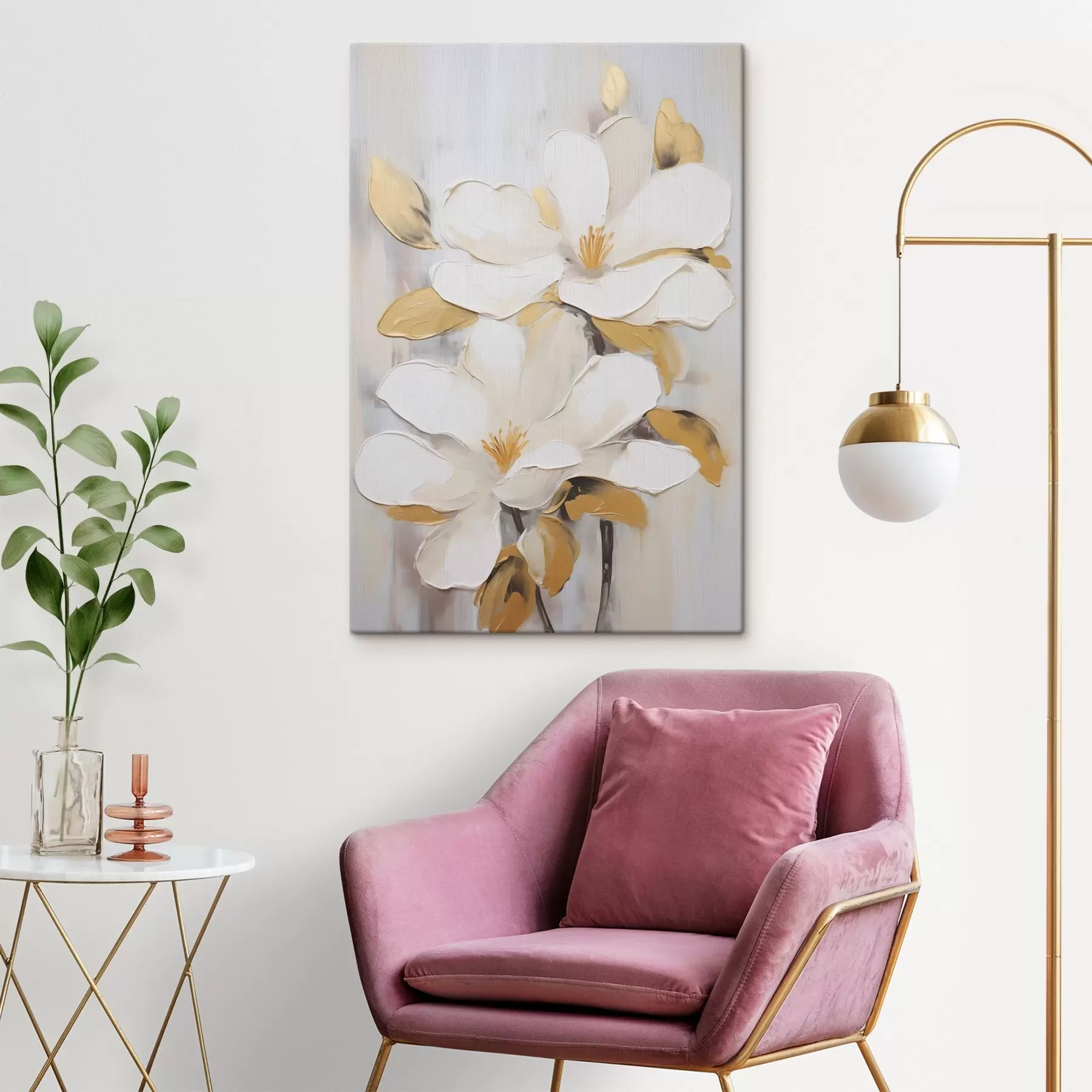 Fototapete Stilisierte Blumen, gemalt im Stil eines Gemäldes s49502