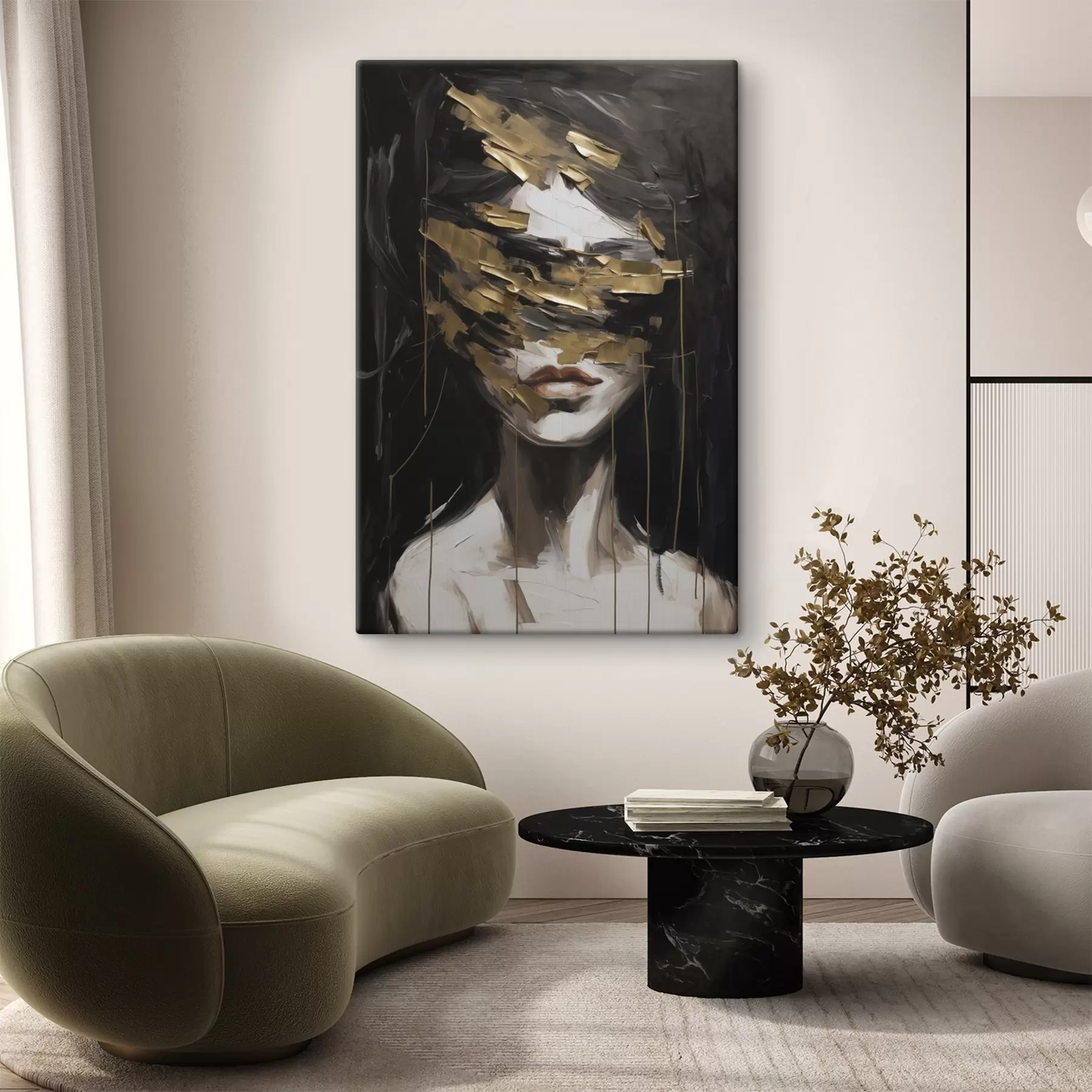 Fototapete Abstrakte weibliche Porträtimitation einer Malerei s49506