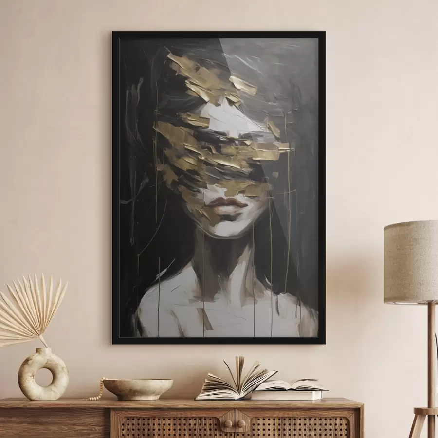 Fototapete Abstrakte weibliche Porträtimitation einer Malerei f49506
