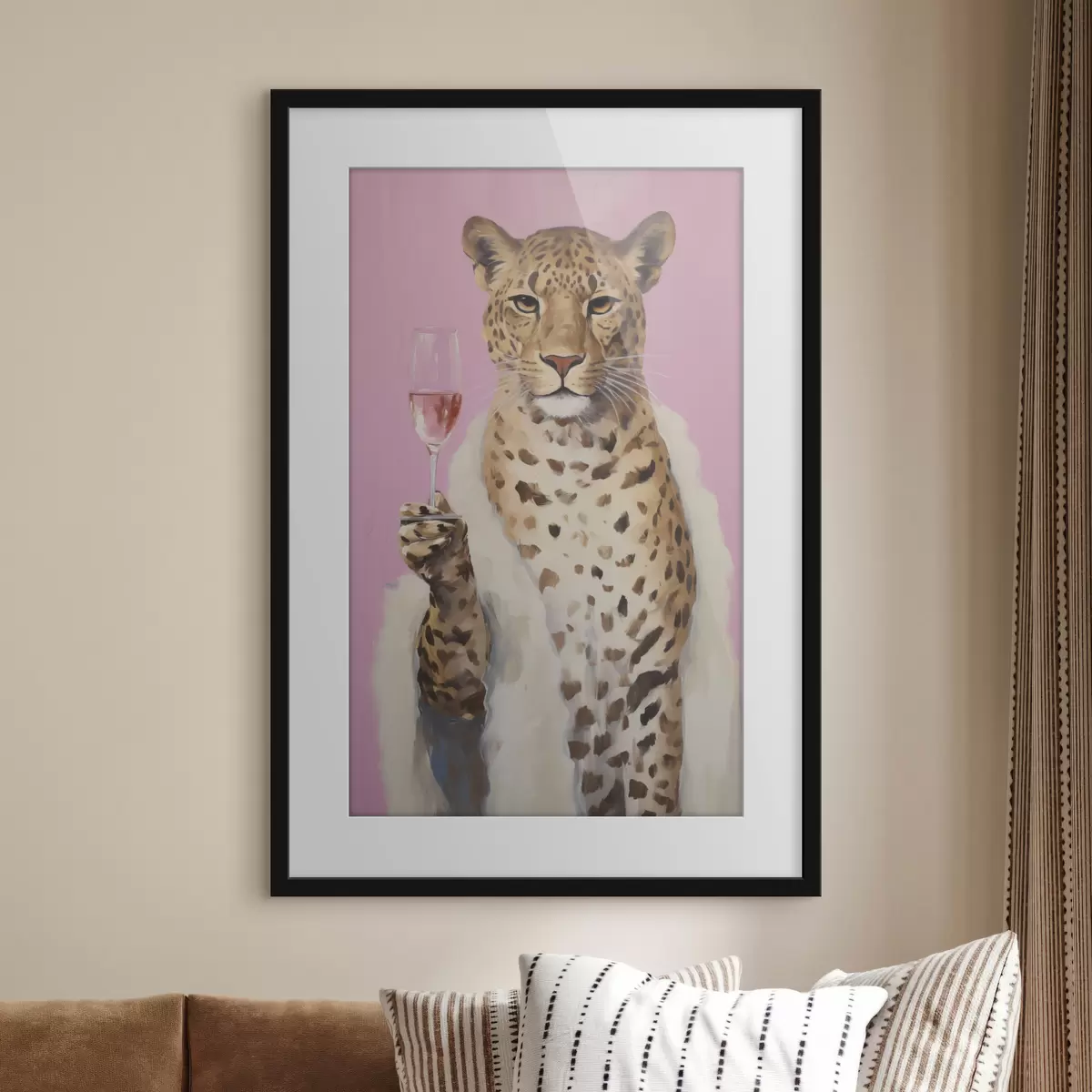 Poster Leopard mit einem Gemälde in Glasimitat f49510