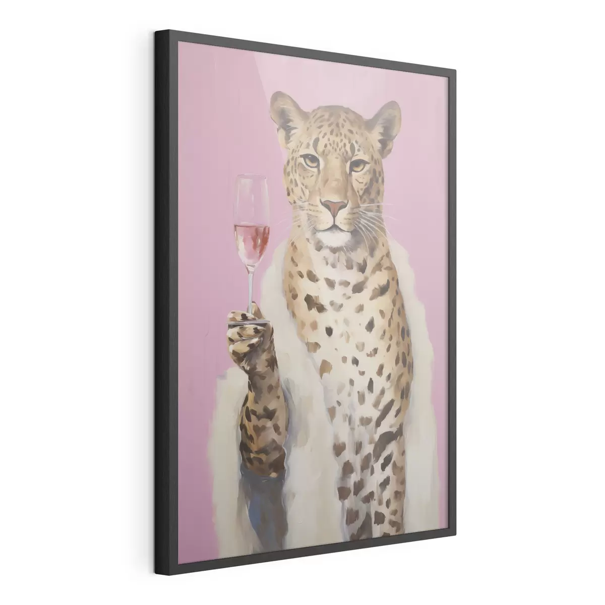 Poster Leopard mit einem Gemälde in Glasimitat f49510