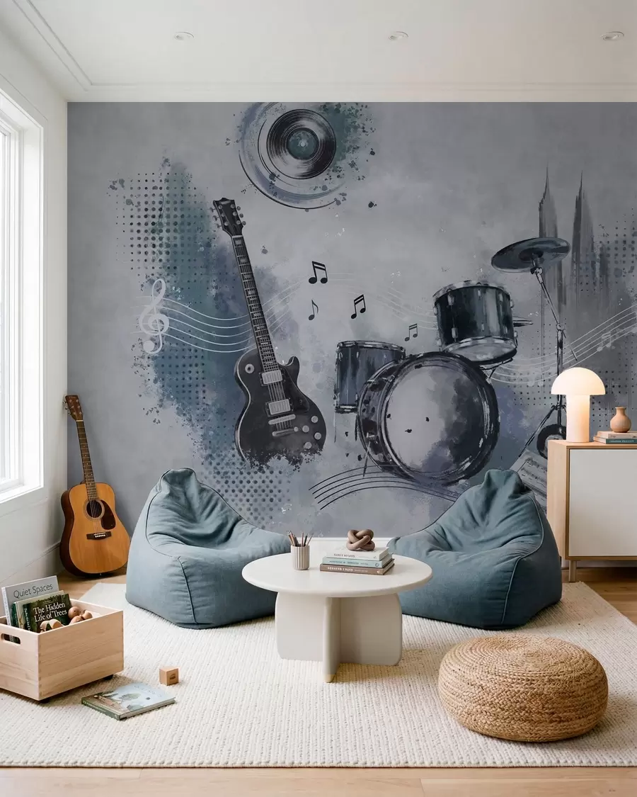 Fototapete Rhythmus auf grauer Wand w05546