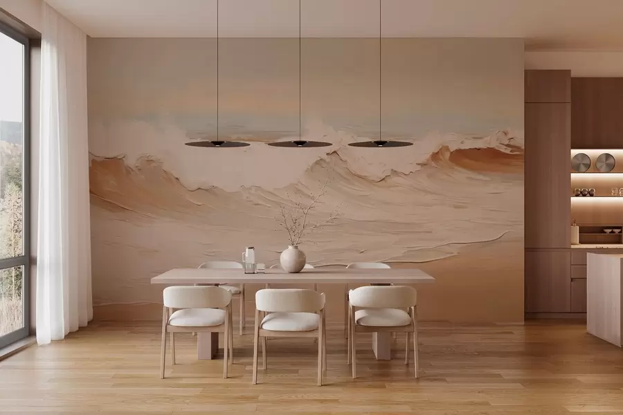 Fototapete Abstrakte Meereswellen in Pastelltönen w05697