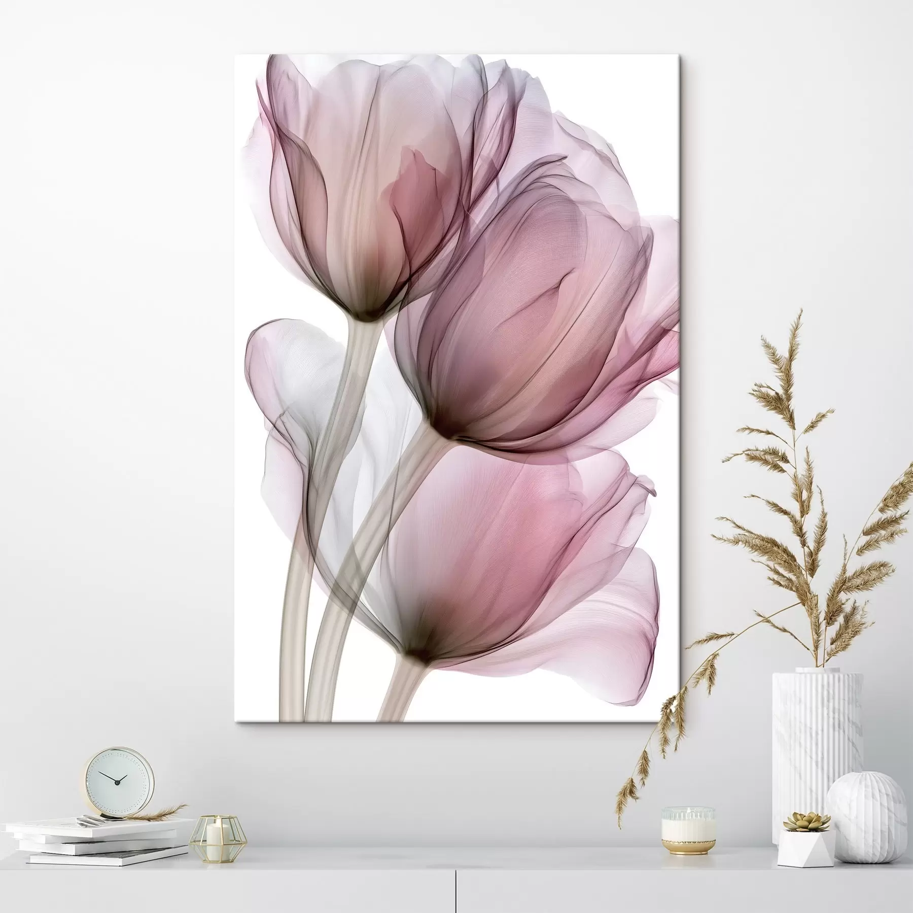 Fototapete elegante, halbtransparente Tulpen s49564