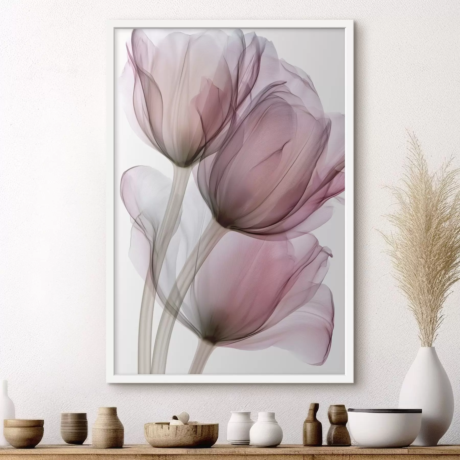 Fototapete elegante, halbtransparente Tulpen f49564