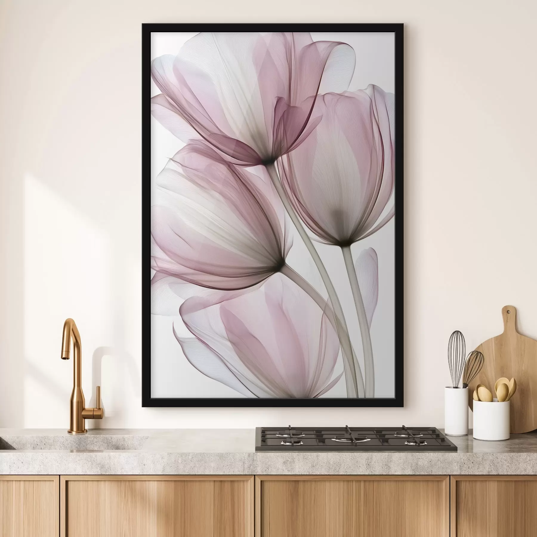 Fototapete elegante, halbtransparente Tulpen f49565