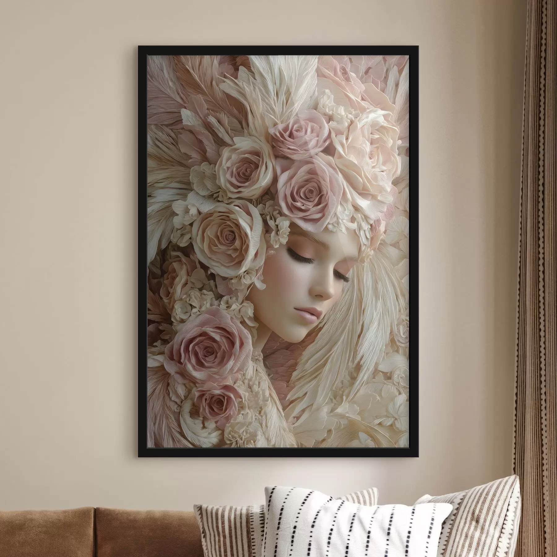 Fototapete ein Mädchen inmitten von Rosen f49566