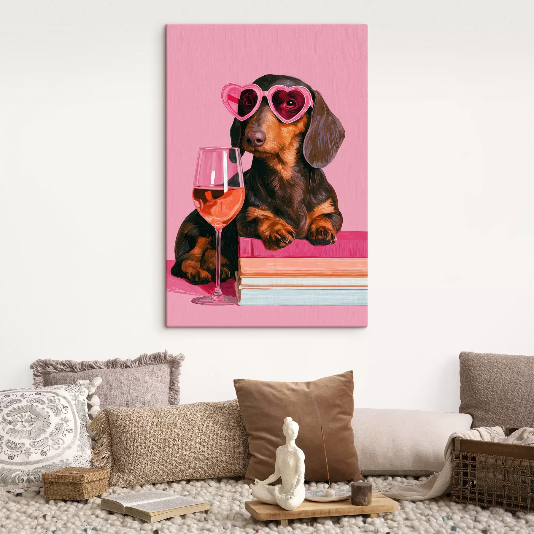 Fototapete Ein Dackel mit einer rosa Brille s49606