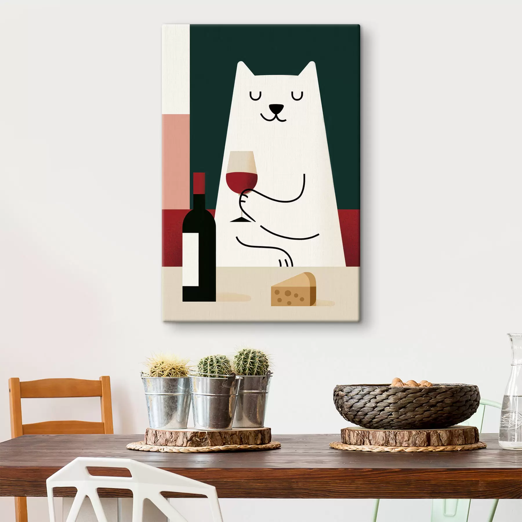 Fototapete Katze mit einem Glas Wein s49624